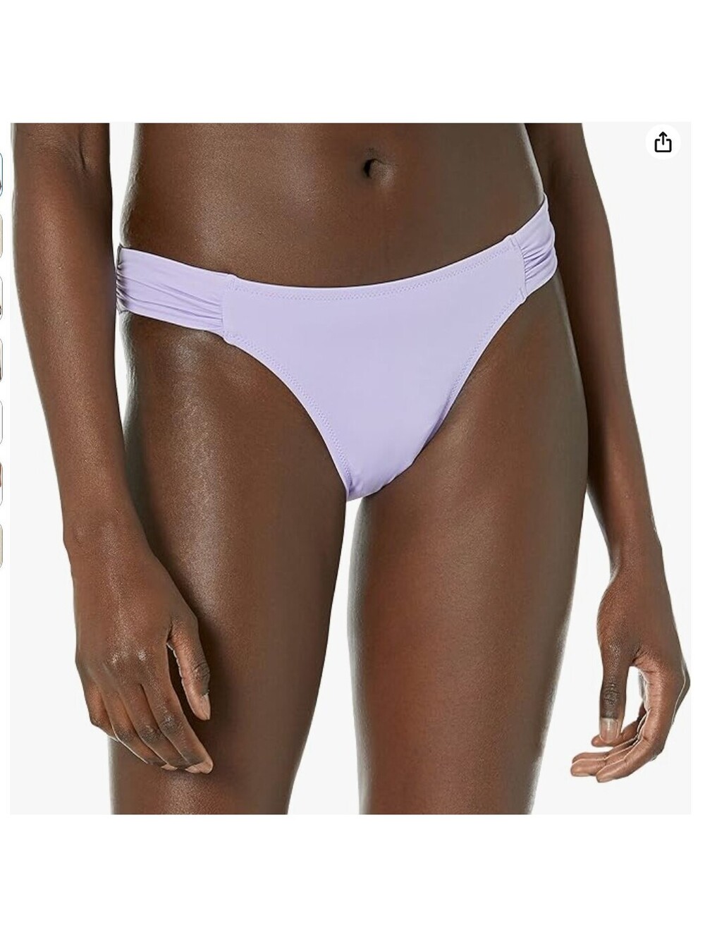 Amazon Essentials Women's Ruched Full Coverage Bikini Bottom - Lilac small